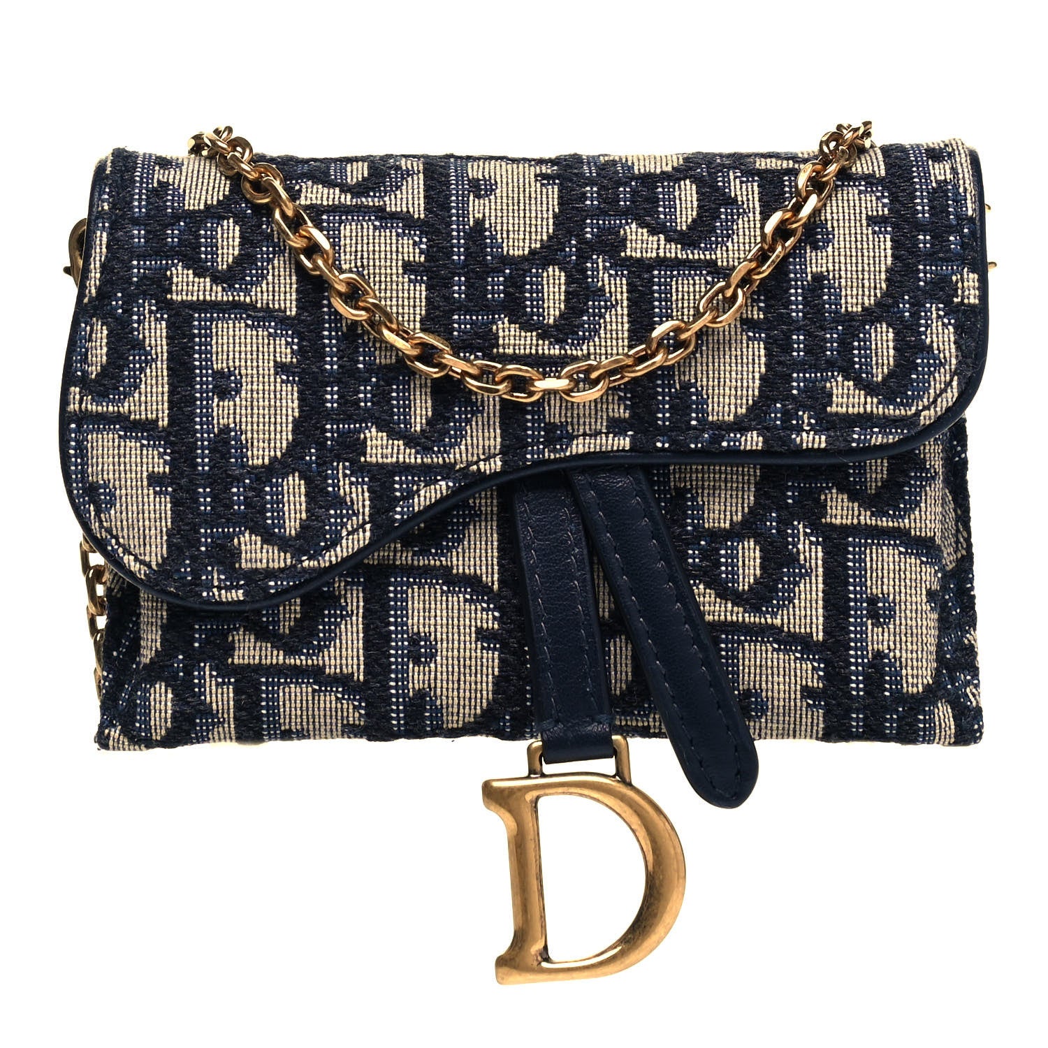 Christian Dior Oblique Nano Saddle Chain Pouch Blue 1 of 6