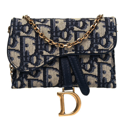 Christian Dior Oblique Nano Saddle Chain Pouch Blue 1 of 6