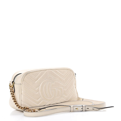 Gucci Calfskin Matelasse Small GG Marmont Chain Shoulder Bag White 2 of 18