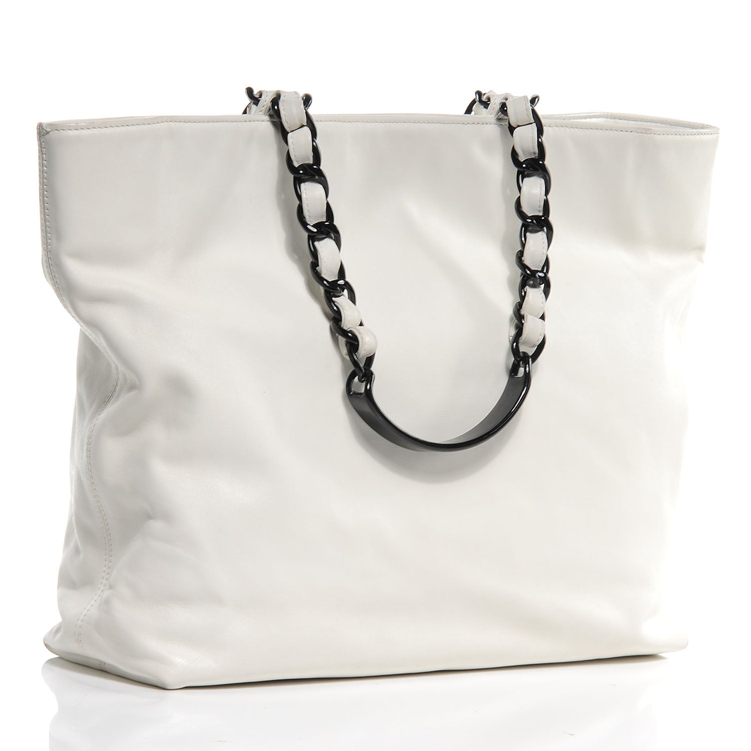 Chanel Lambskin Chain CC Tote White 3 of 10