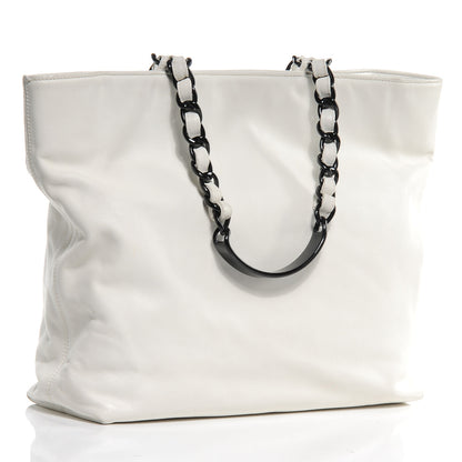 Chanel Lambskin Chain CC Tote White 3 of 10