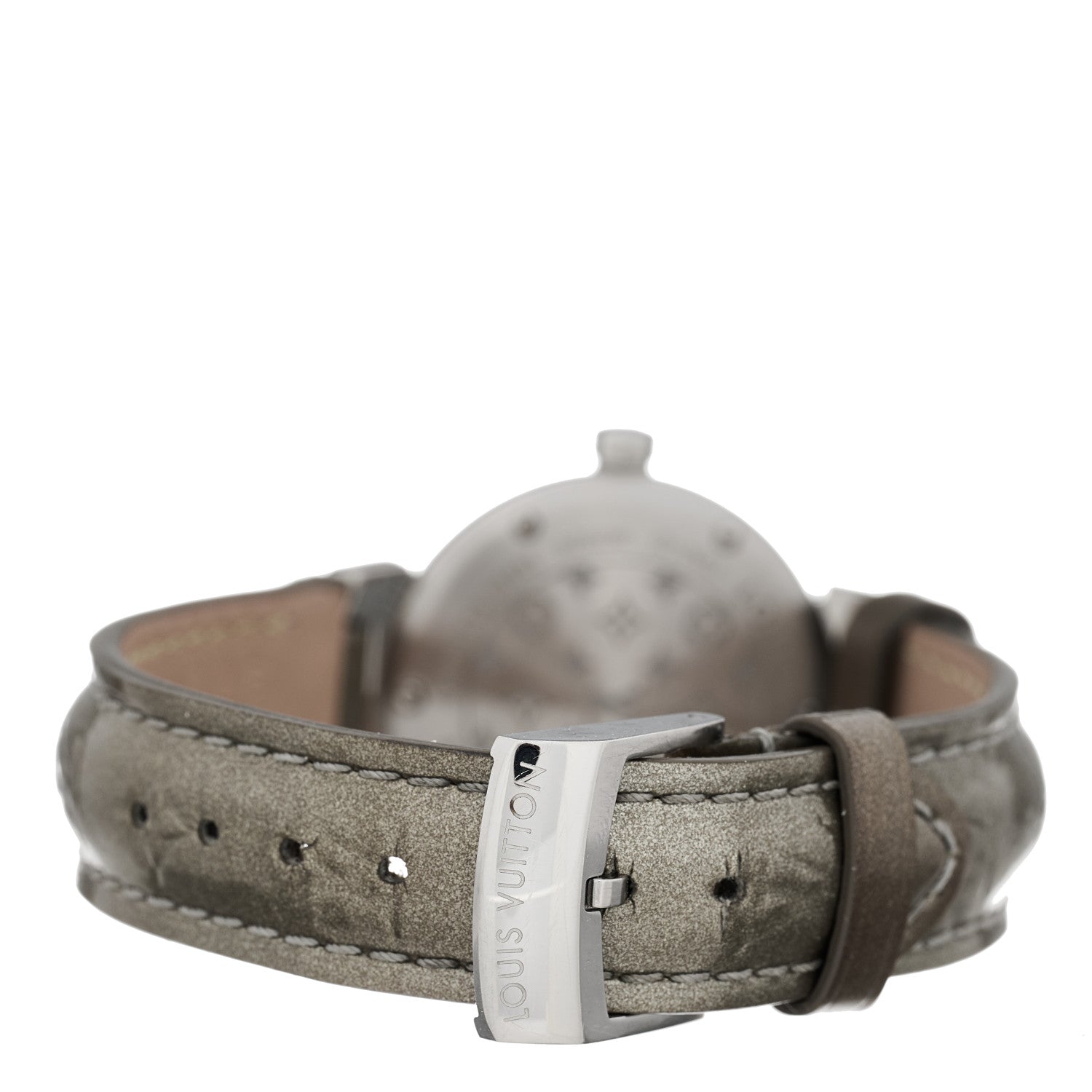 Louis Vuitton Stainless Steel Vernis Diamond 28mm Tambour Quartz Watch Grey 3 of 4