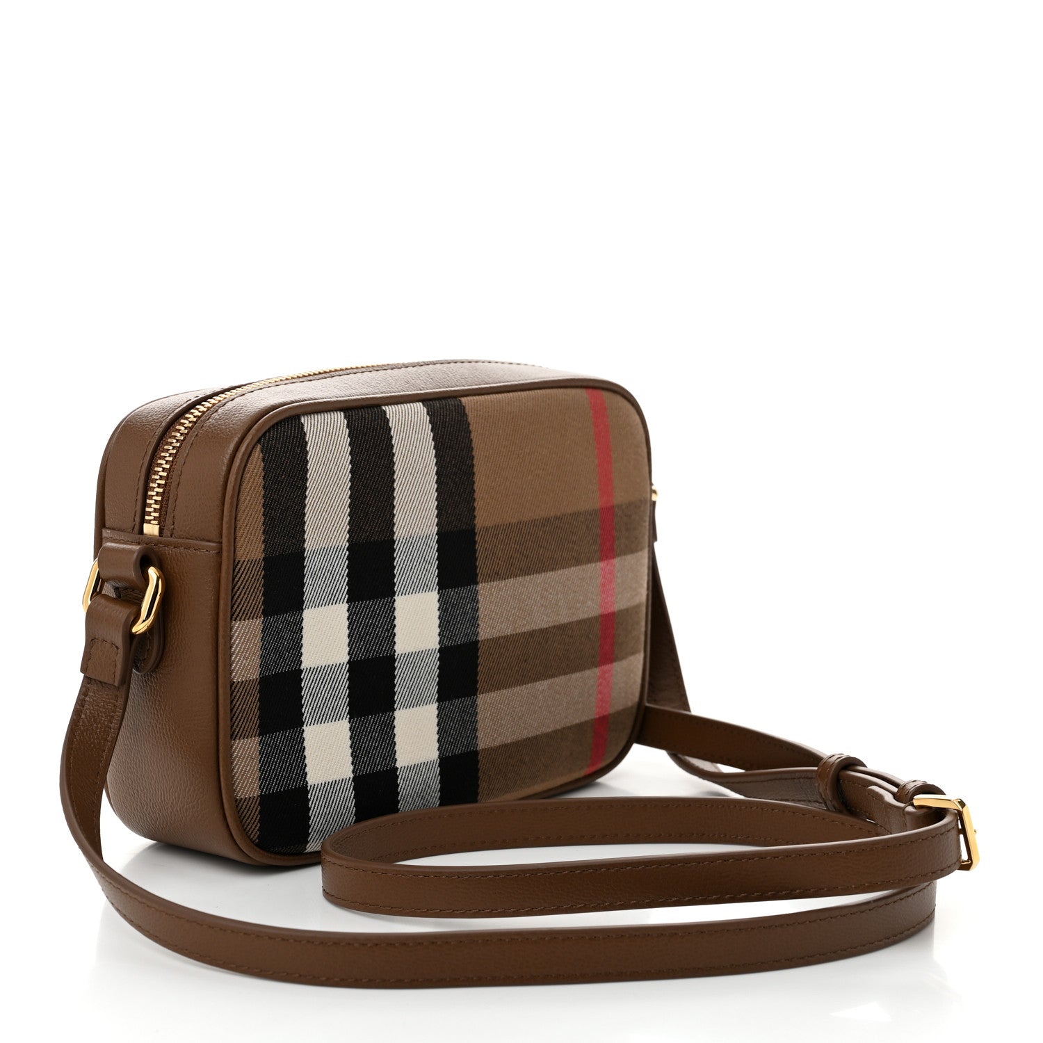 Burberry Calfskin House Check Small Camera Bag Earth 3 of 11