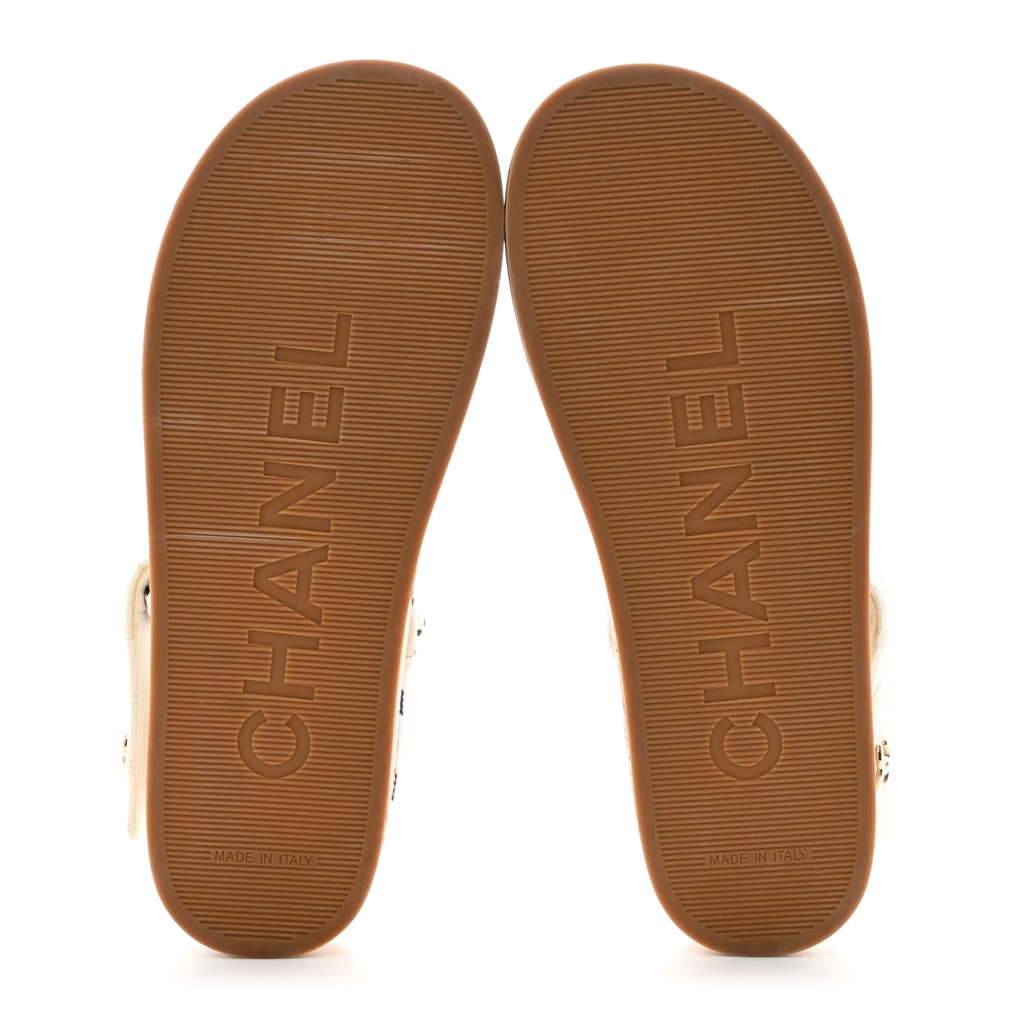 Cord Lambskin Quilted Logo Sandals 38 White Black