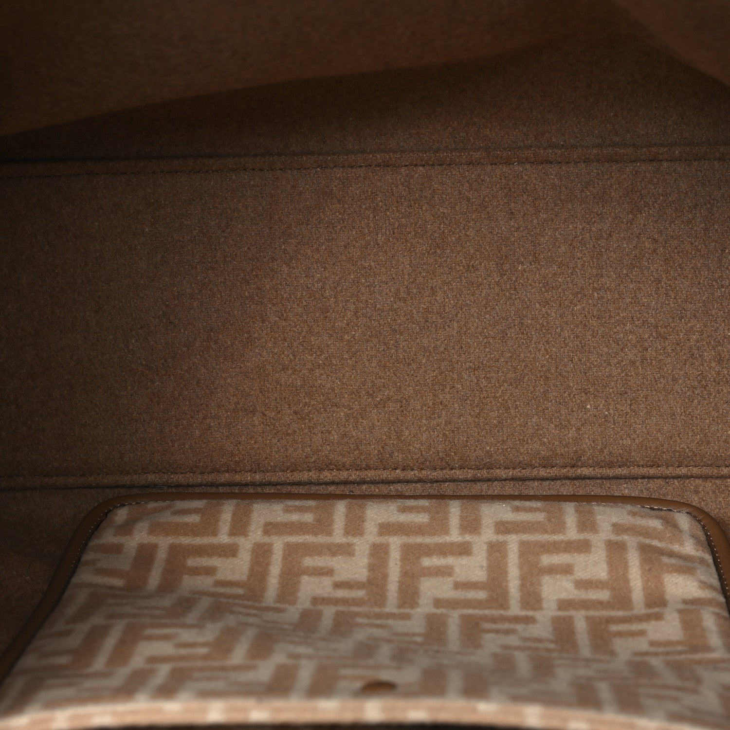 Fendi Canvas Vitello King FF Embroidered Medium Peekaboo X-Tote Beige Cammello Sand 5 of 11