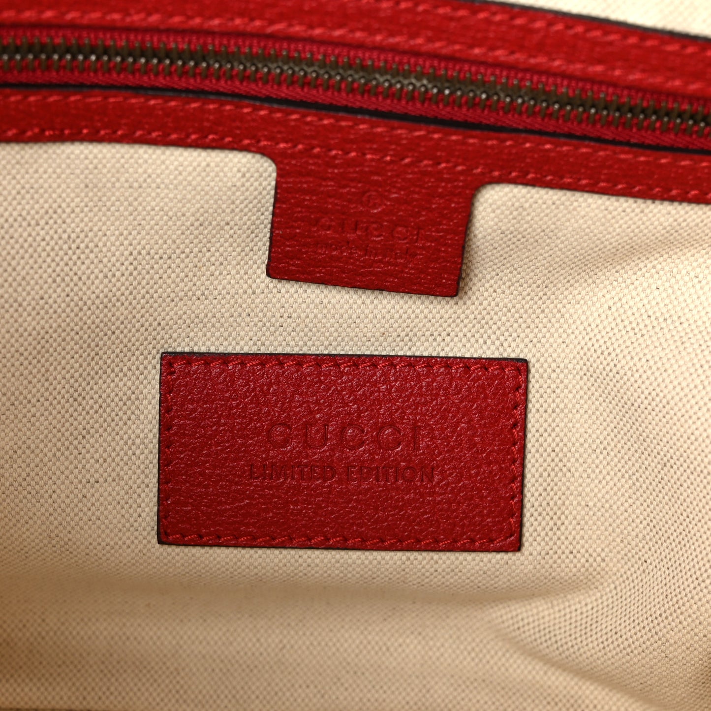 Soft GG Supreme Monogram Web Bosco Patch Small Crossbody Tote Beige Malva Hibiscus Red