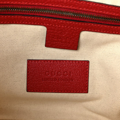 Gucci Soft GG Supreme Monogram Web Bosco Patch Small Crossbody Tote Beige Malva Hibiscus Red 6 of 13