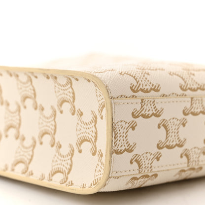 Celine Triomphe Canvas Calfskin Mini Vertical Cabas White 7 of 8
