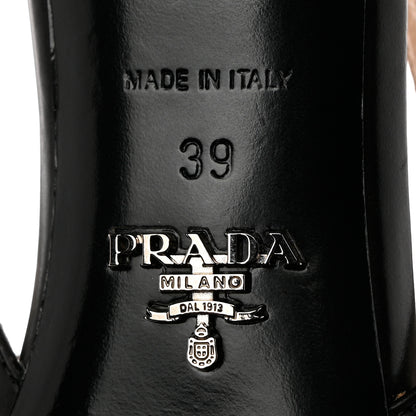 Prada Nappa Triangle Logo Pointed Toe Slingback Pumps 39 Black 7 of 12