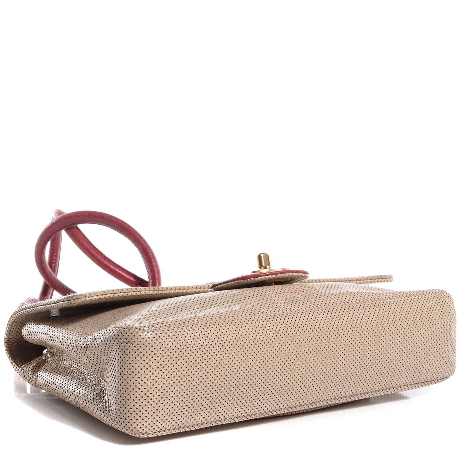 Chanel Lambskin Perforated Medium Single Flap Bag Red Beige 4 of 8