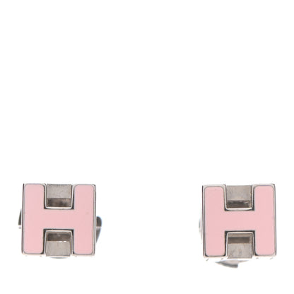 Hermes Palladium Cage d'H Earrings Rose Dragee 1 of 4