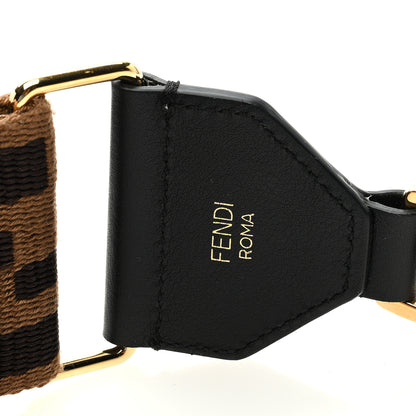 Fendi Jacquard Ribbon Vitello King FF Adjustable Strap You Fango Marrone Black 3 of 3