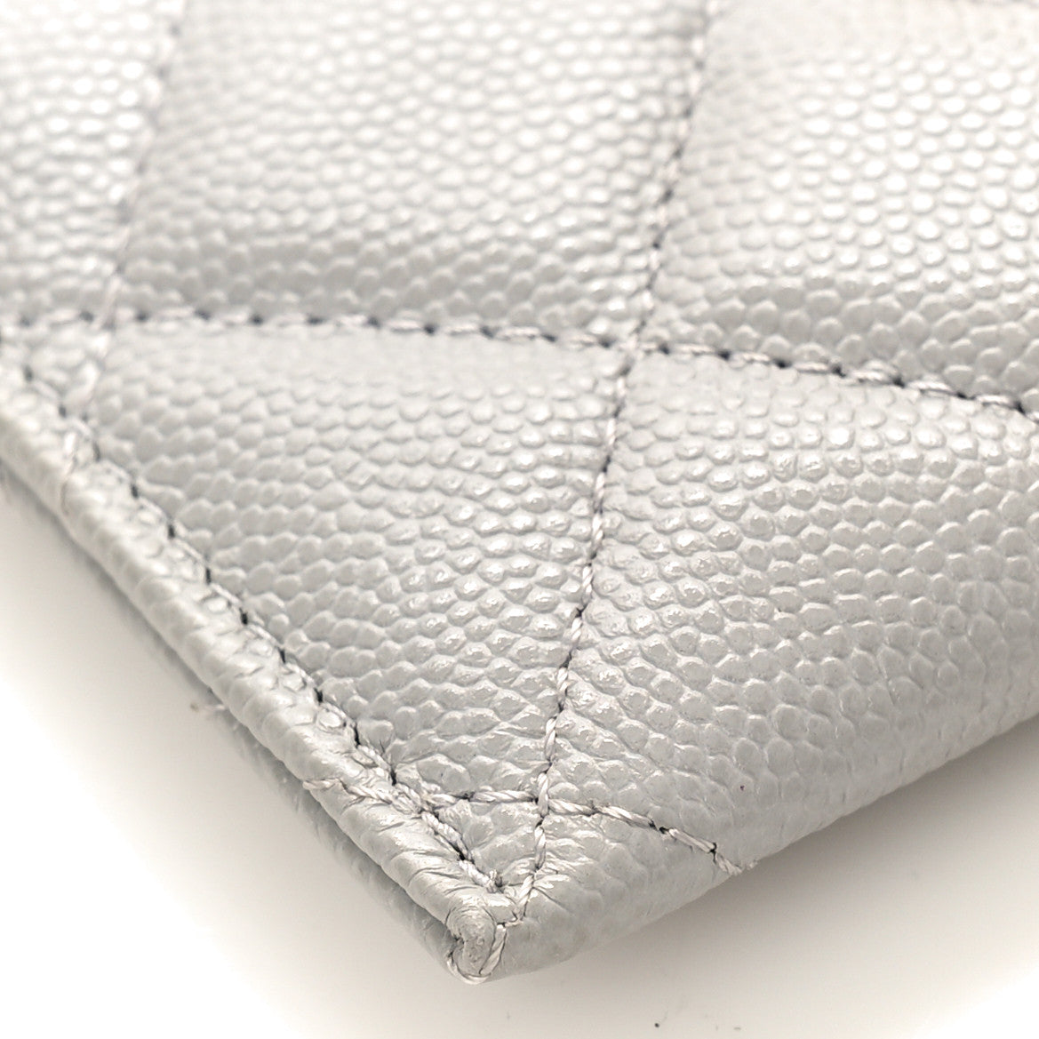 Caviar Quilted Card Holder Grey