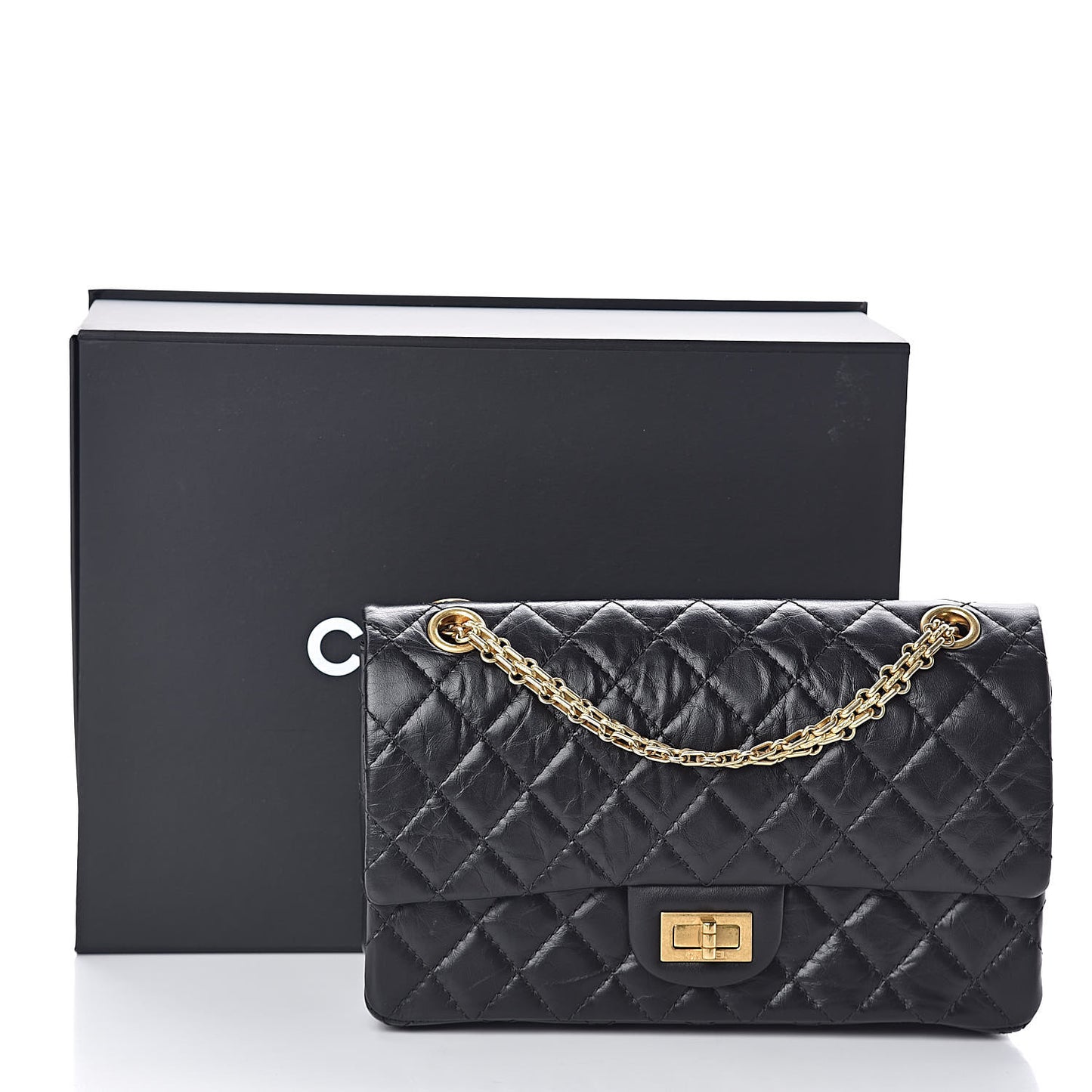 Aged Calfskin Quilted 2.55 Reissue 225 Flap Black