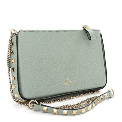 Valentino Garavani Grainy Calfskin Rockstud Crossbody Bag Water Green 3 of 11