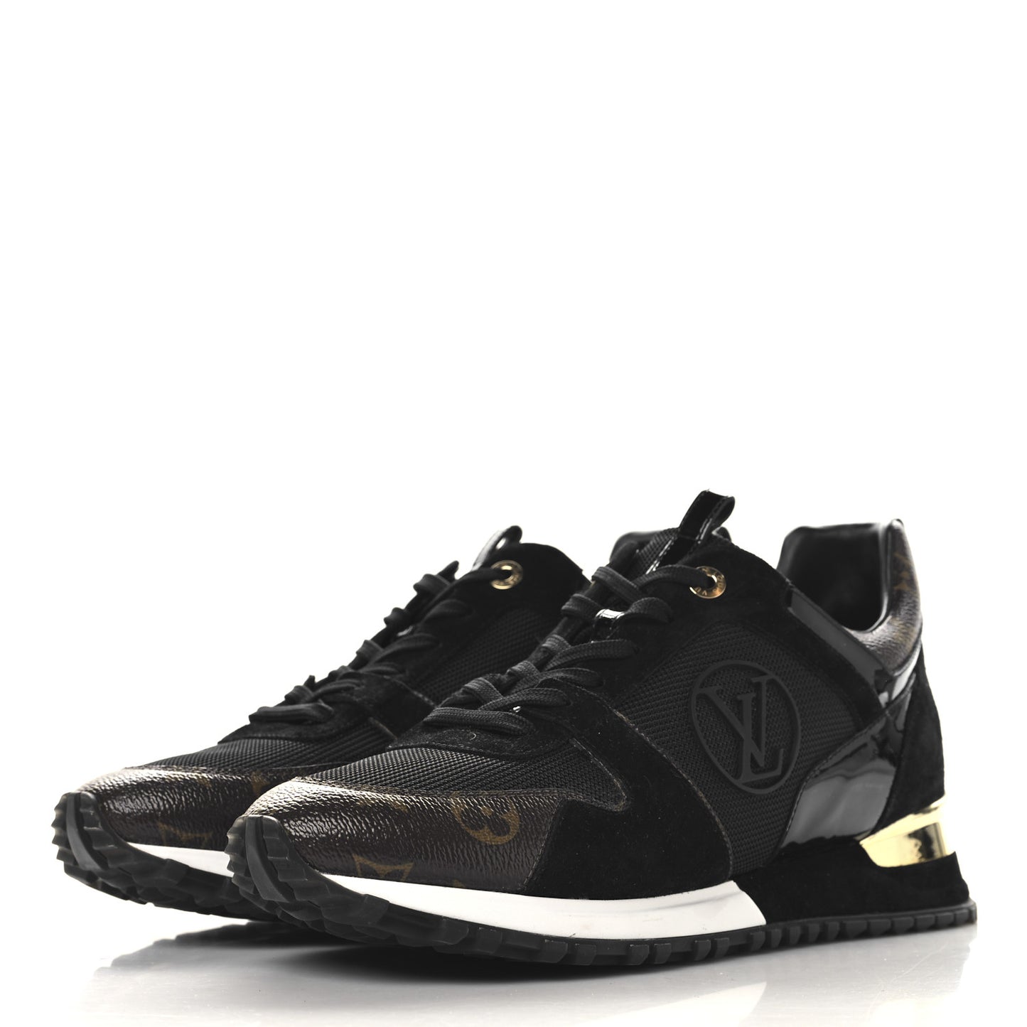 Suede Monogram Run Away Sneakers 42 Black