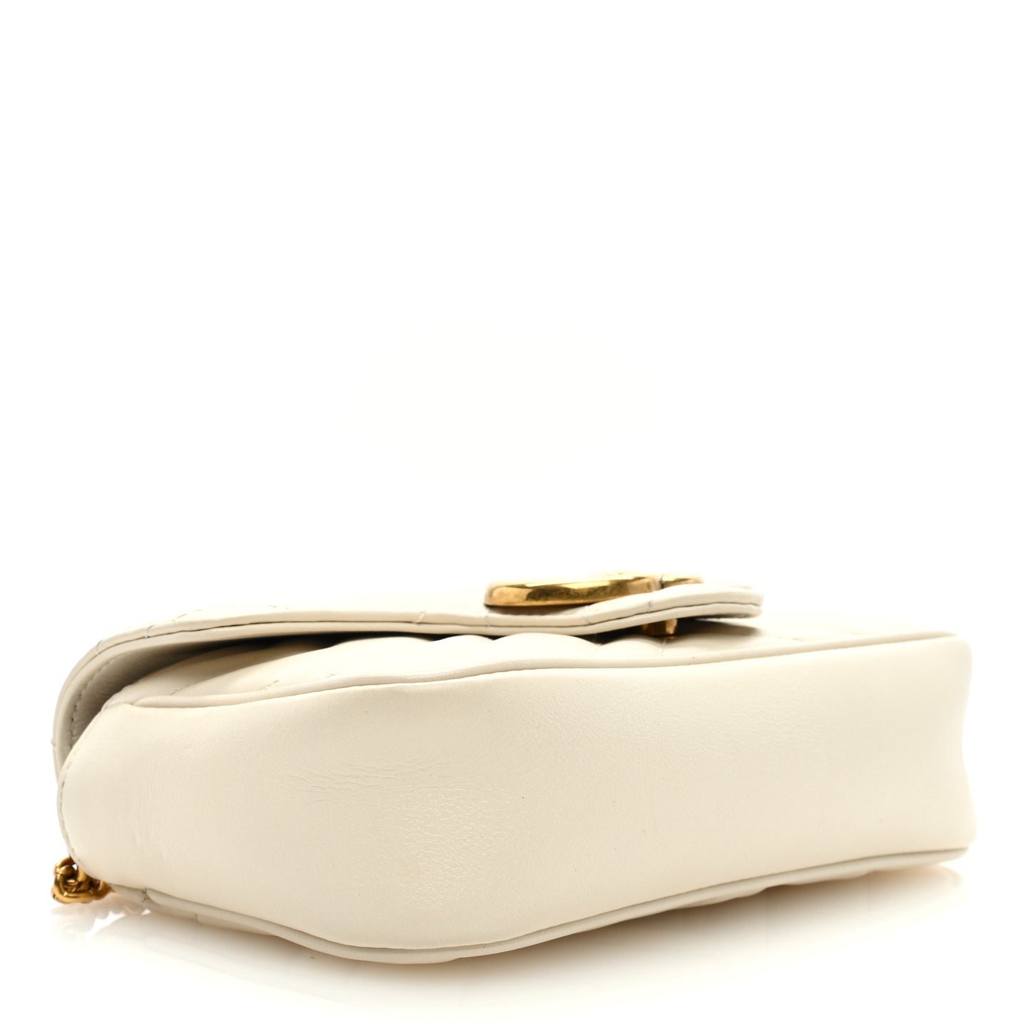 Calfskin Matelasse Super Mini GG Marmont Shoulder Bag White