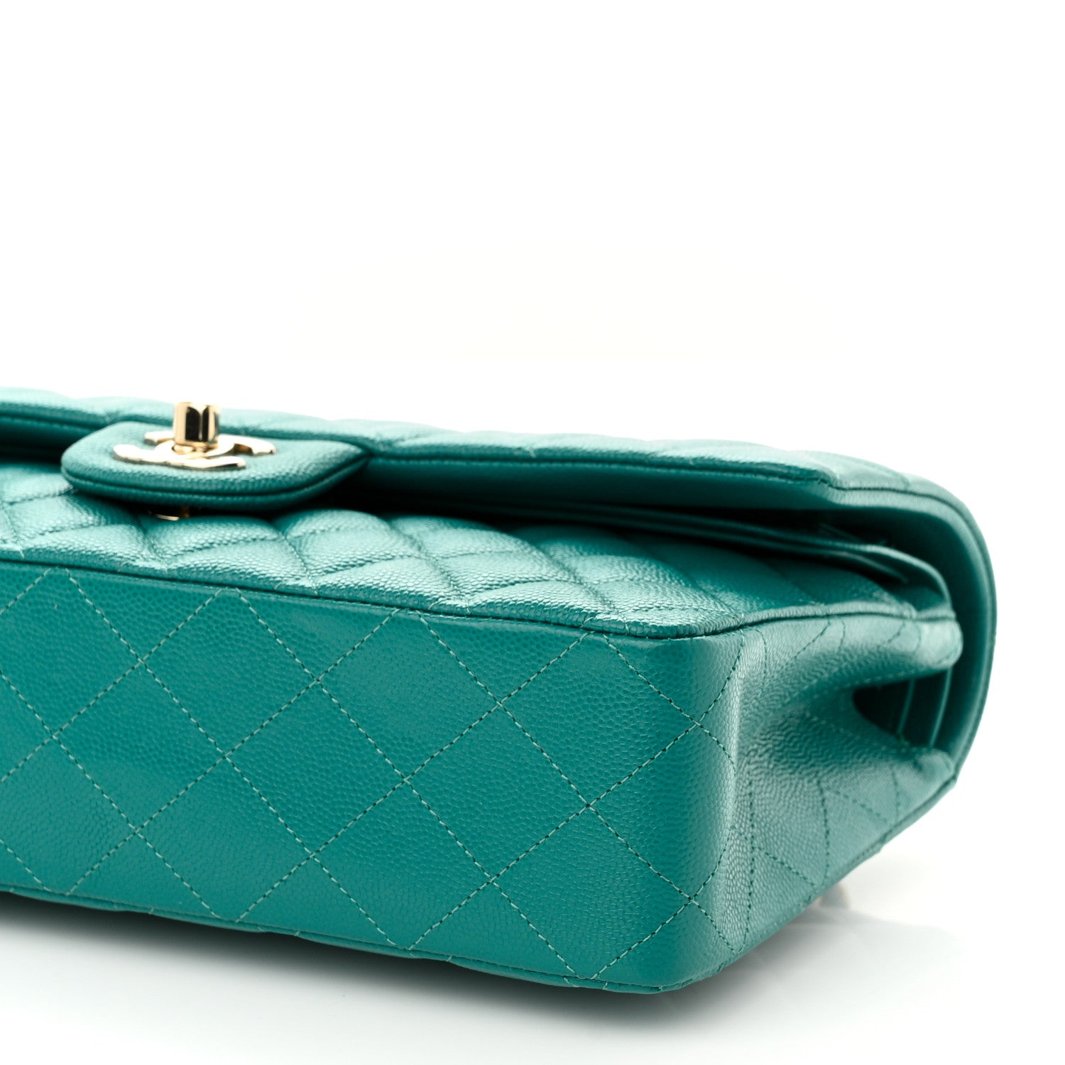Chanel Caviar Quilted Medium Double Flap Green 10 of 10
