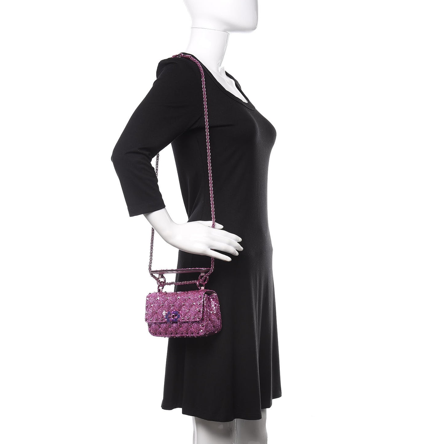 Glitter Mini Rockstud Spike Shoulder Bag Water Lilac