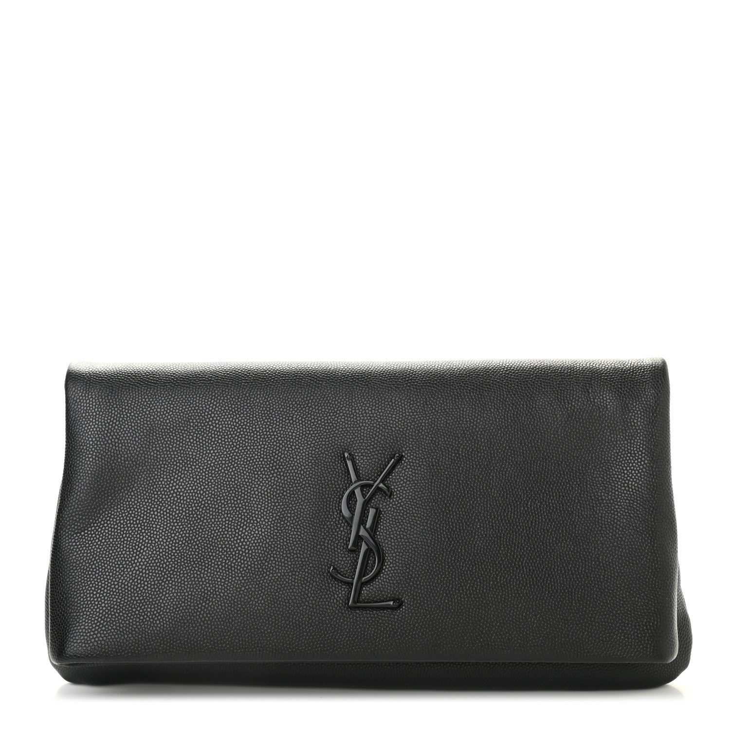 Saint Laurent Grain De Poudre West Hollywood Monogram Fold Over Clutch Black 1 of 8