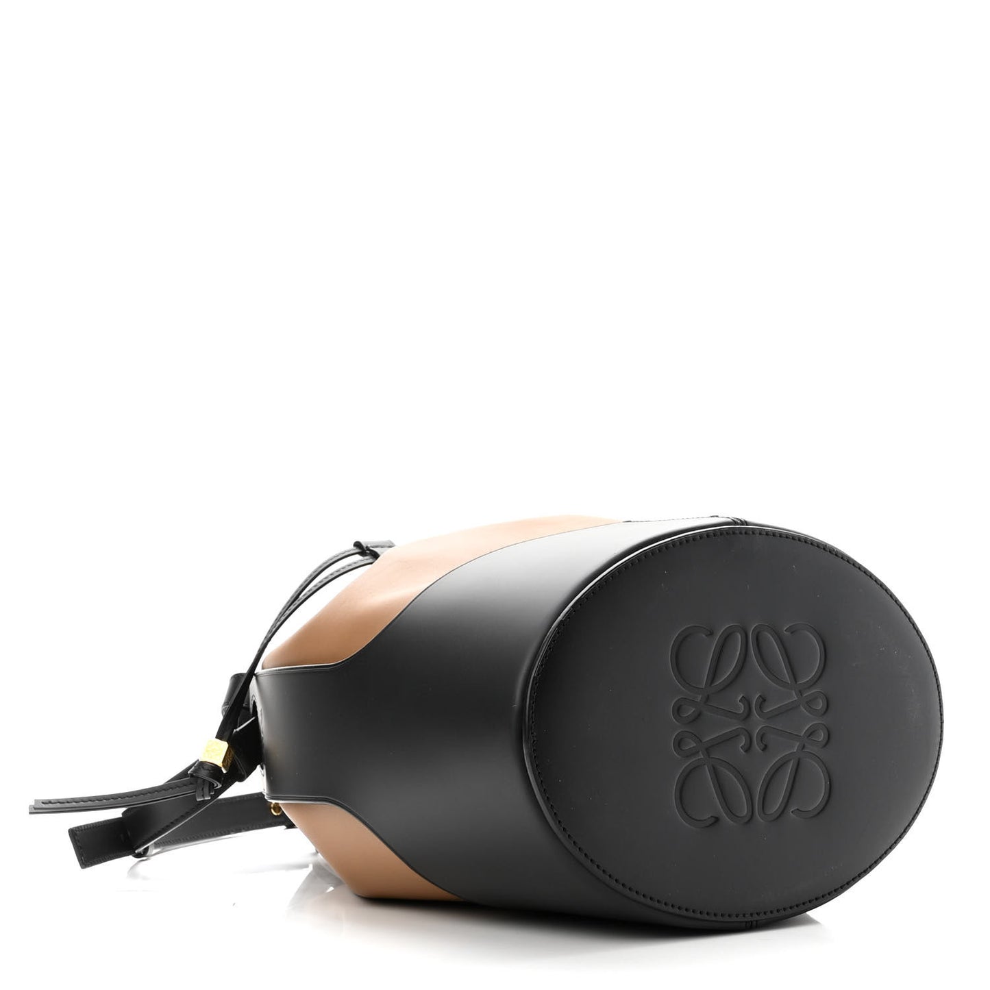 Calfskin Medium Balloon Bucket Bag Tan Black