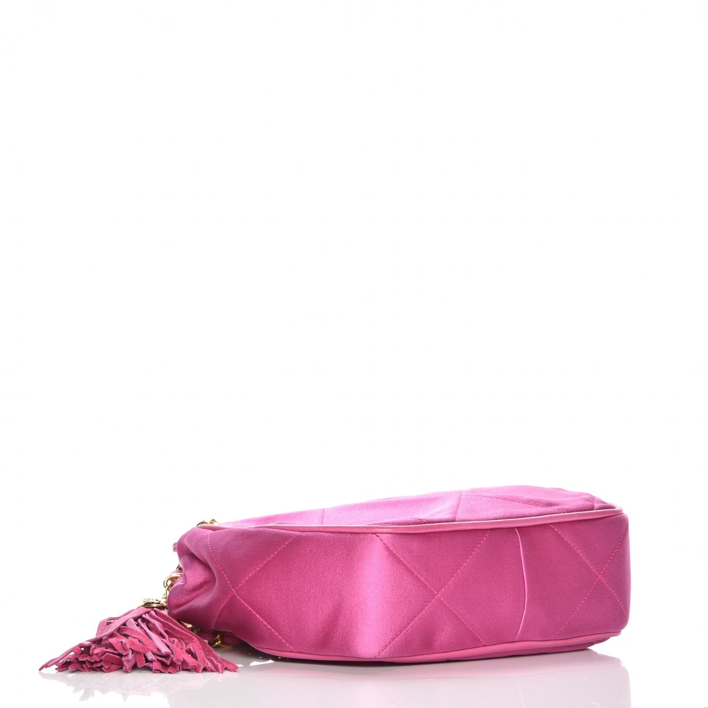 Satin Quilted CC Tassel Shoulder Bag Pink