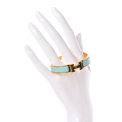 Hermes Enamel Narrow Clic Clac H Bracelet Bleu Atoll 2 of 5