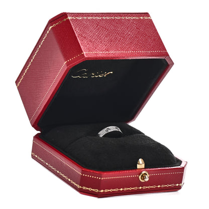 Cartier 18K White Gold Diamond 4mm LOVE Wedding Paved Band Ring 46 3.75 5 of 5
