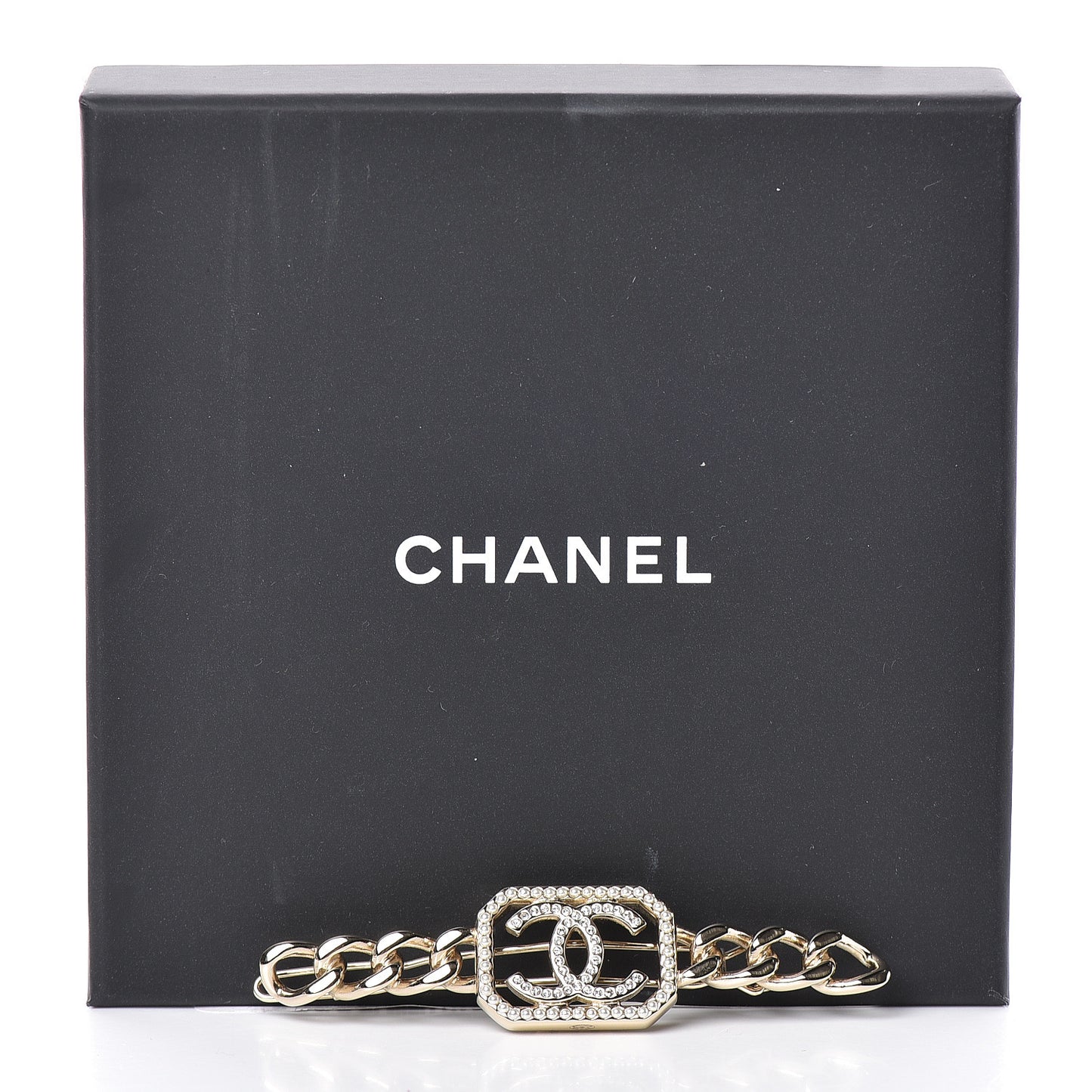 Crystal Chain CC Vendome Hair Clip Barrette Gold