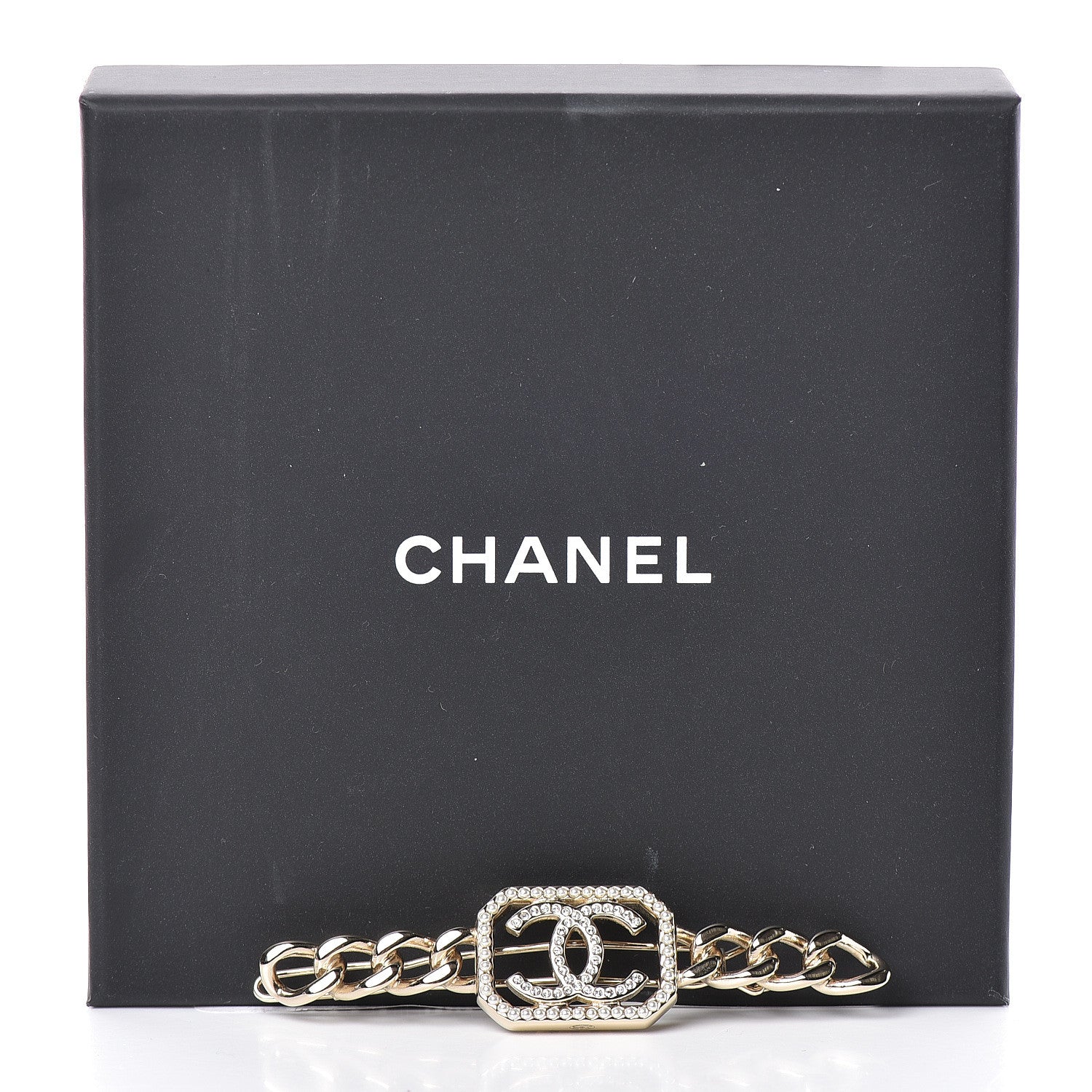 Chanel Crystal Chain CC Vendome Hair Clip Barrette Gold 4 of 4