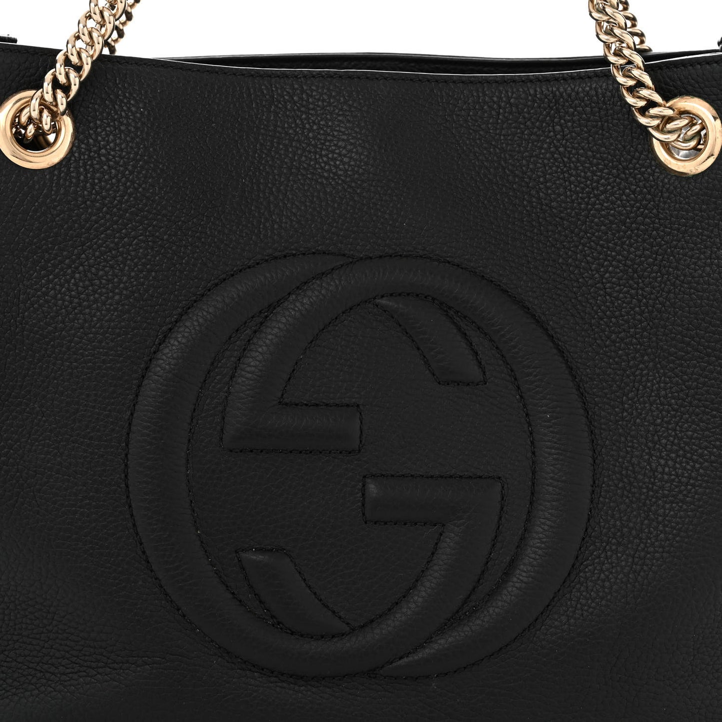 Pebbled Calfskin Medium Soho Chain Shoulder Bag Black