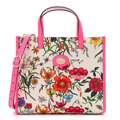 Gucci Canvas Medium Flora Tote Fuchsia 1 of 12
