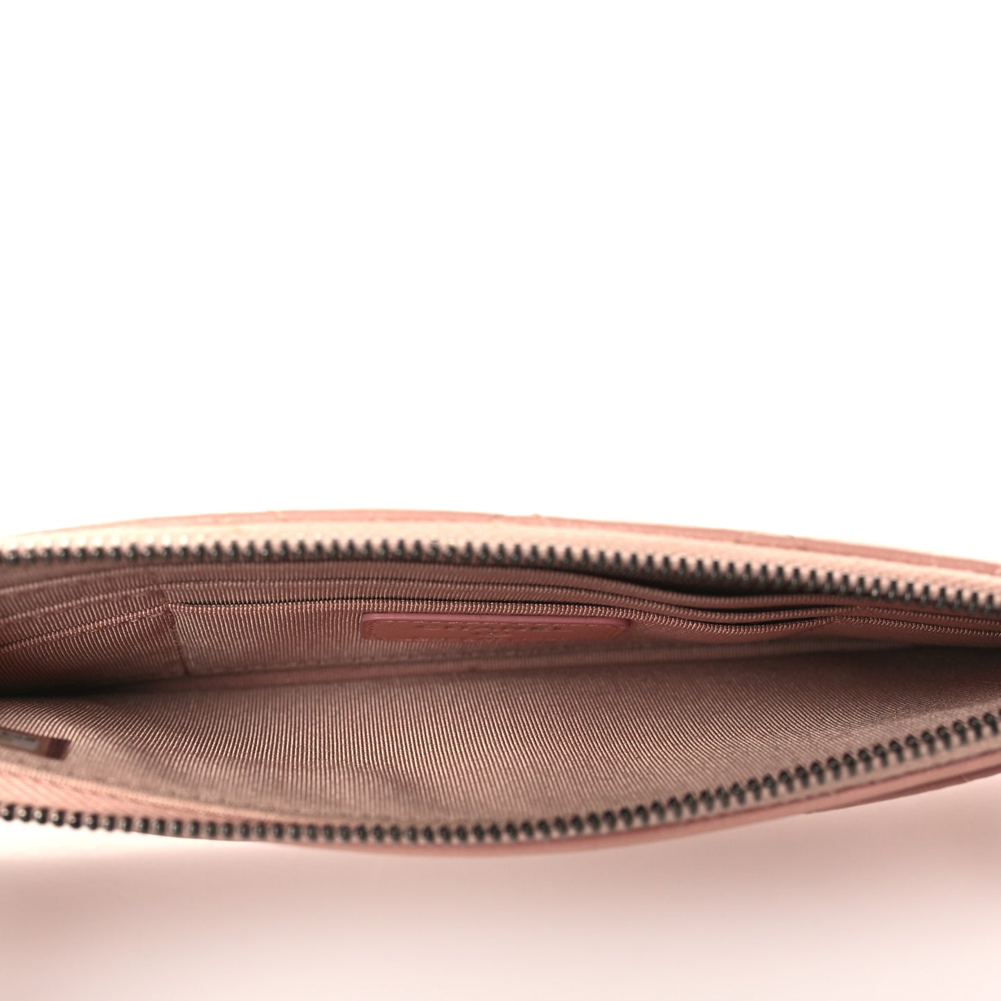 Aged Calfskin Quilted Gabrielle Zip Pouch Pink