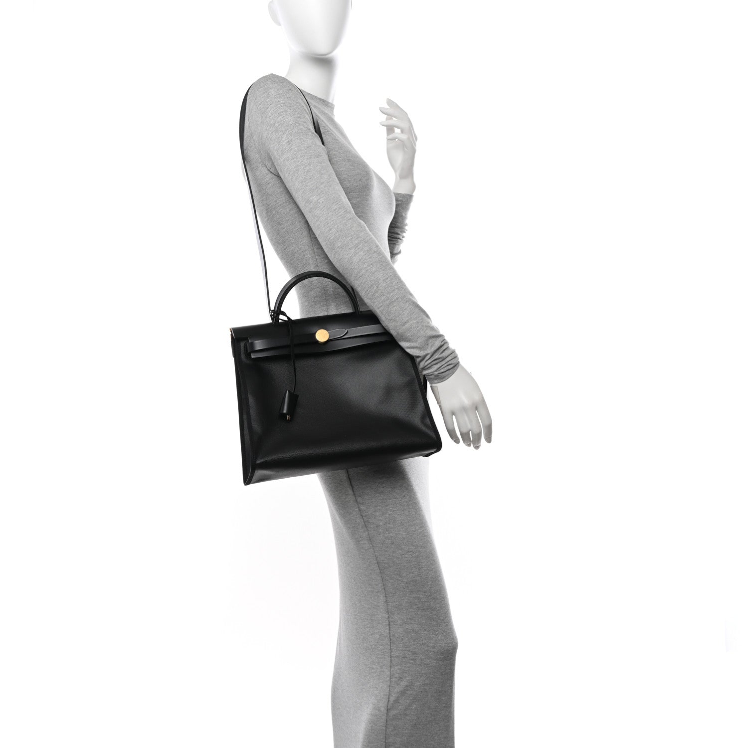 Hermes Toile H Berline Vache Hunter Herbag Zip PM 31 Black Ecru 2 of 12