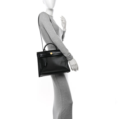 Hermes Toile H Berline Vache Hunter Herbag Zip PM 31 Black Ecru 2 of 12