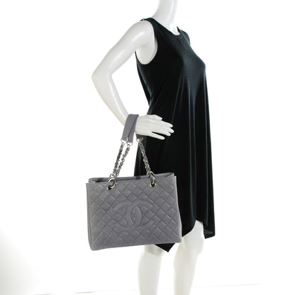 Chanel Caviar Quilted Grand Shopping Tote GST Light Grey 2 of 7