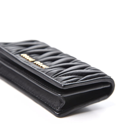 Miu Miu Nappa Matelasse Flap Card Holder Key Ring Black 7 of 8