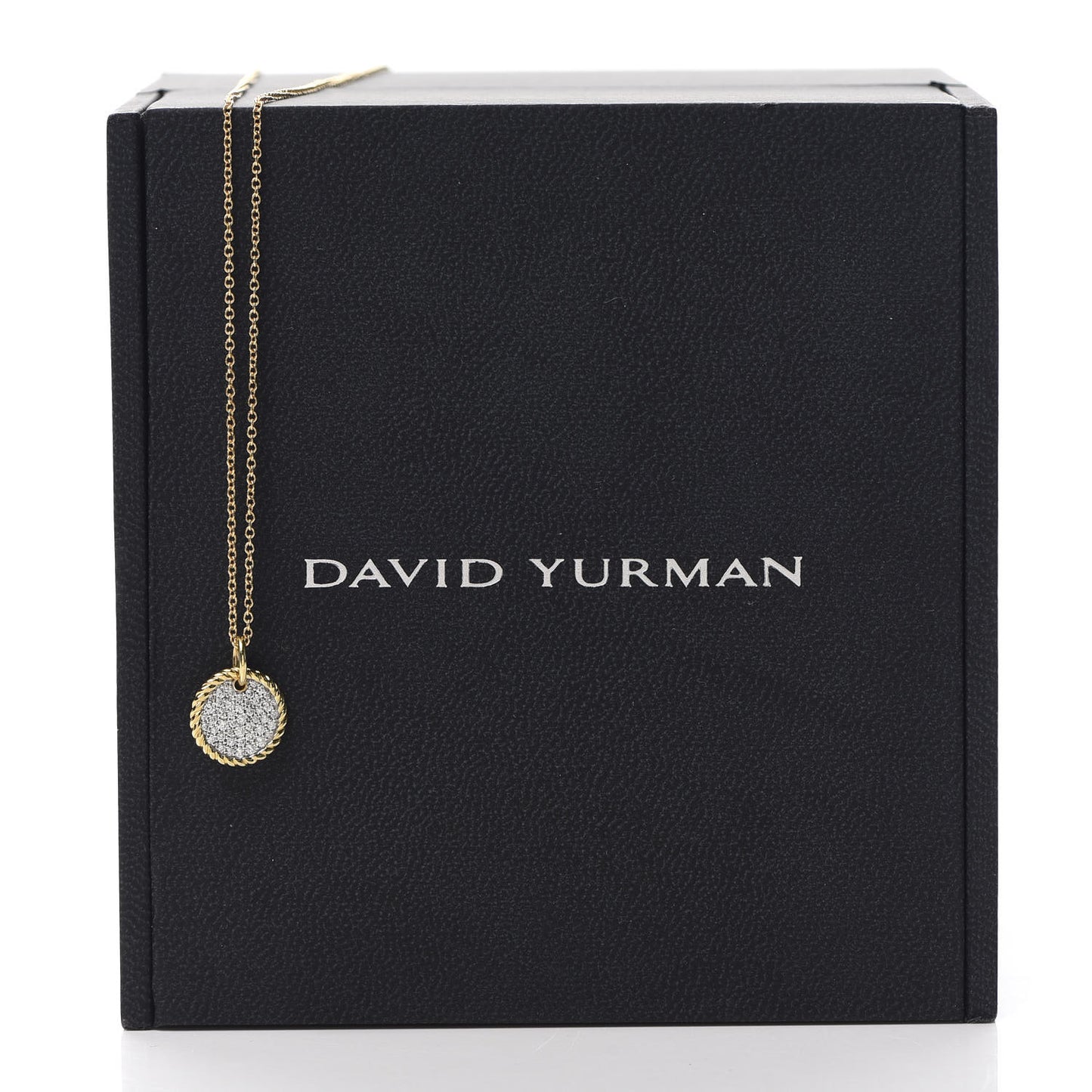 18K Yellow Gold Diamond Cable Collectibles Pave Charm Pendant Necklace