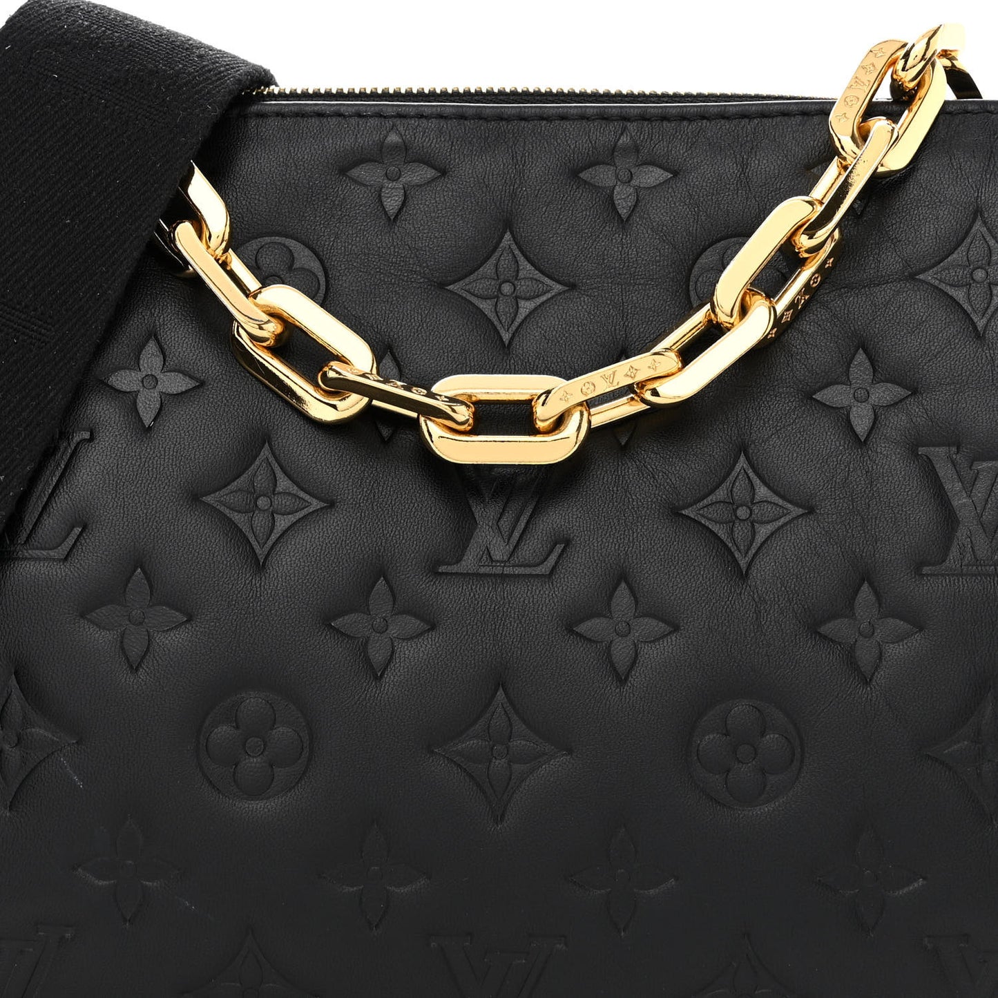 Lambskin Embossed Monogram Coussin PM Black