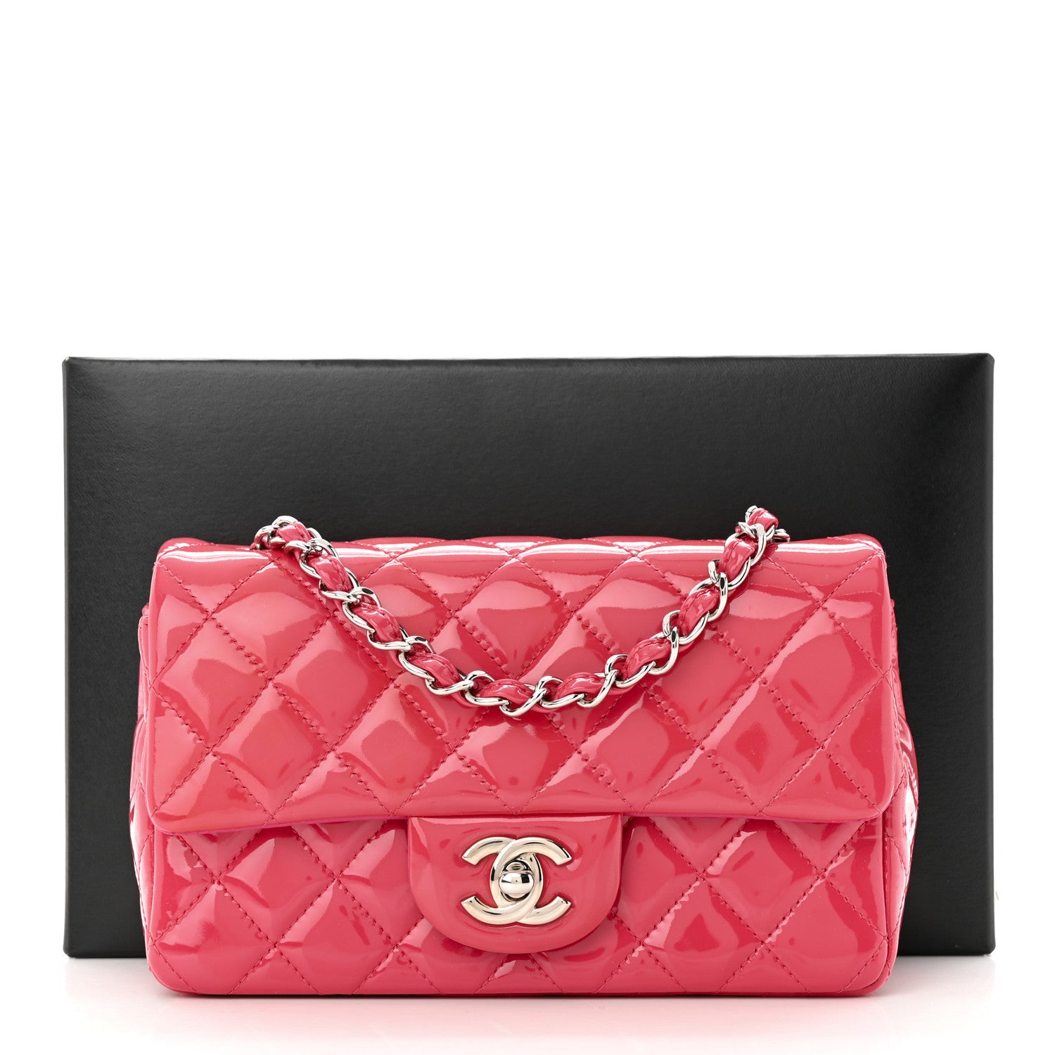 Chanel Patent Calfskin Quilted Mini Rectangular Flap Pink 13 of 13