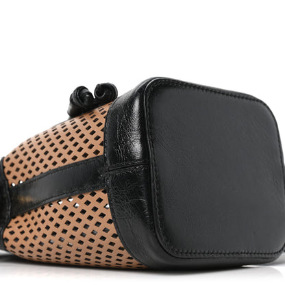 Fendi Vitello Liberty Glossy Lambskin F is Fendi Perforated Mini Mon Tresor Bucket Bag Sand Mimosa Black 9 of 10