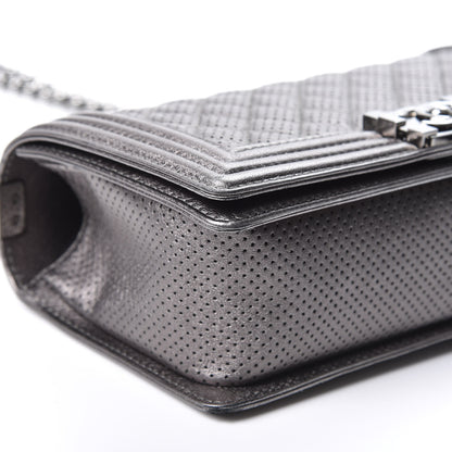 Chanel Metallic Lambskin Perforated Medium Boy Flap Dark Silver 5 of 9
