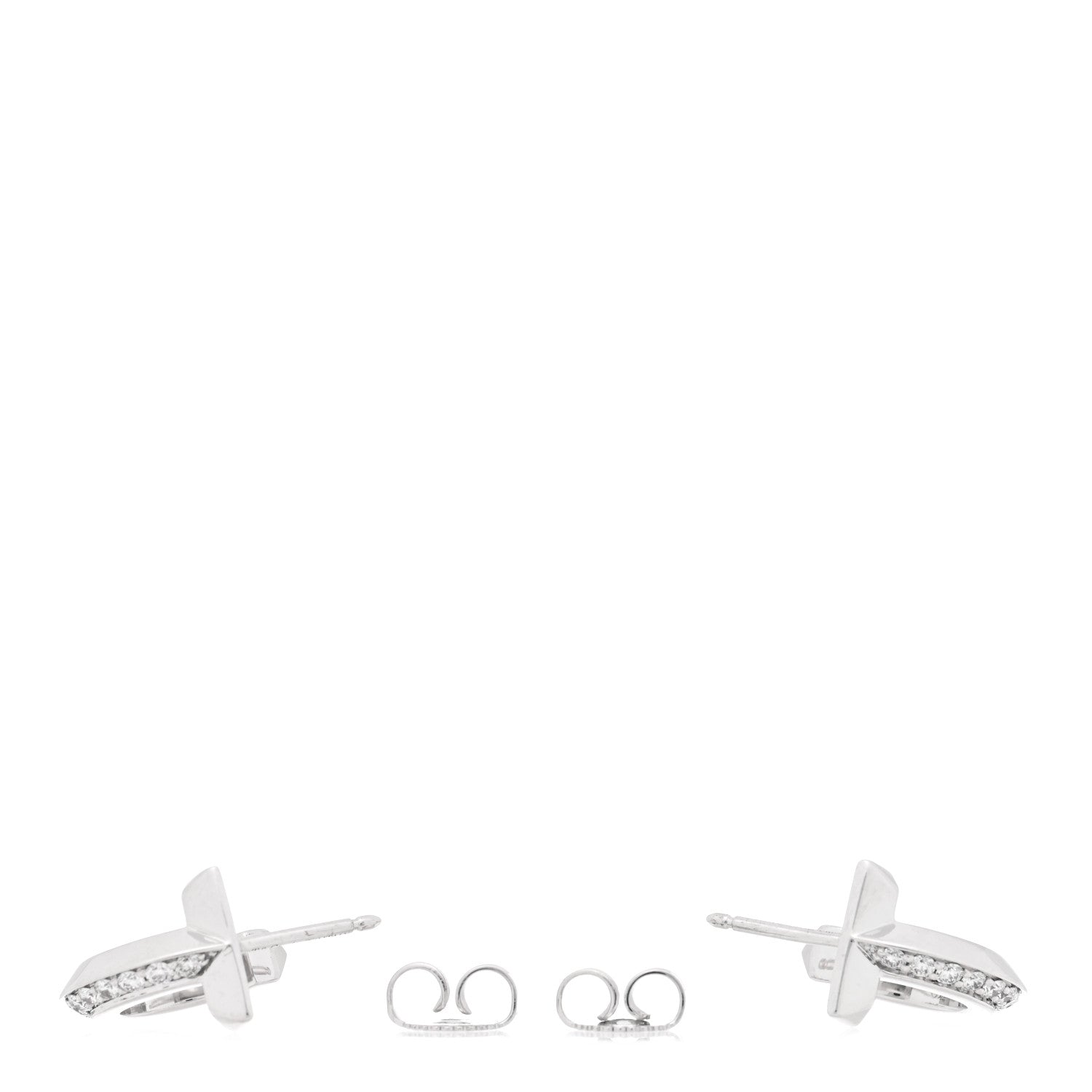 Tiffany 18K White Gold Diamond T1 Hoop Earrings 3 of 4