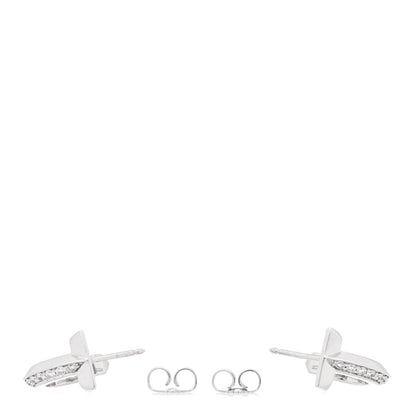 Tiffany 18K White Gold Diamond T1 Hoop Earrings 3 of 4