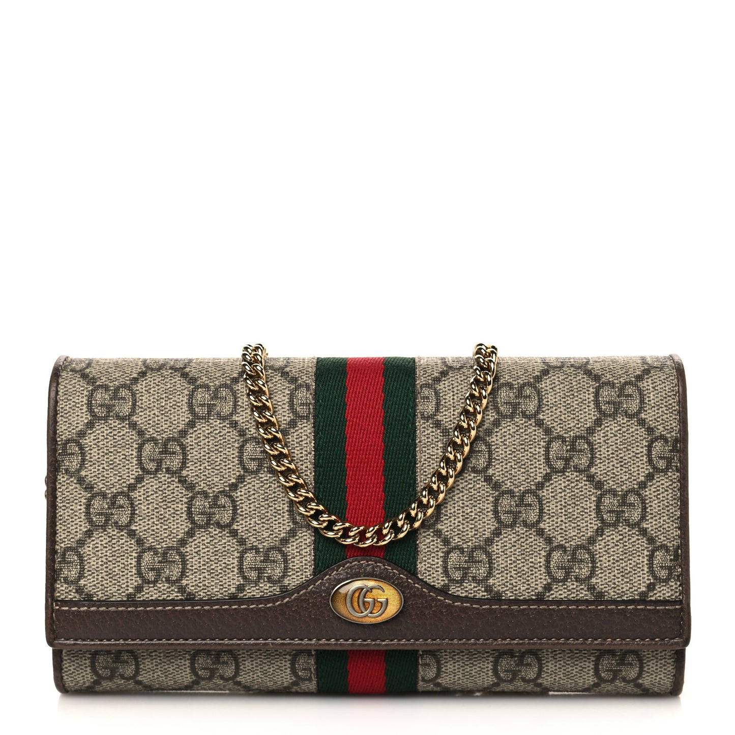 GG Supreme Monogram Web Ophidia Wallet On Chain Brown