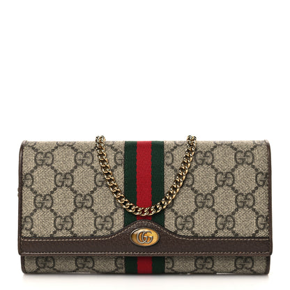 Gucci GG Supreme Monogram Web Ophidia Wallet On Chain Brown 1 of 7
