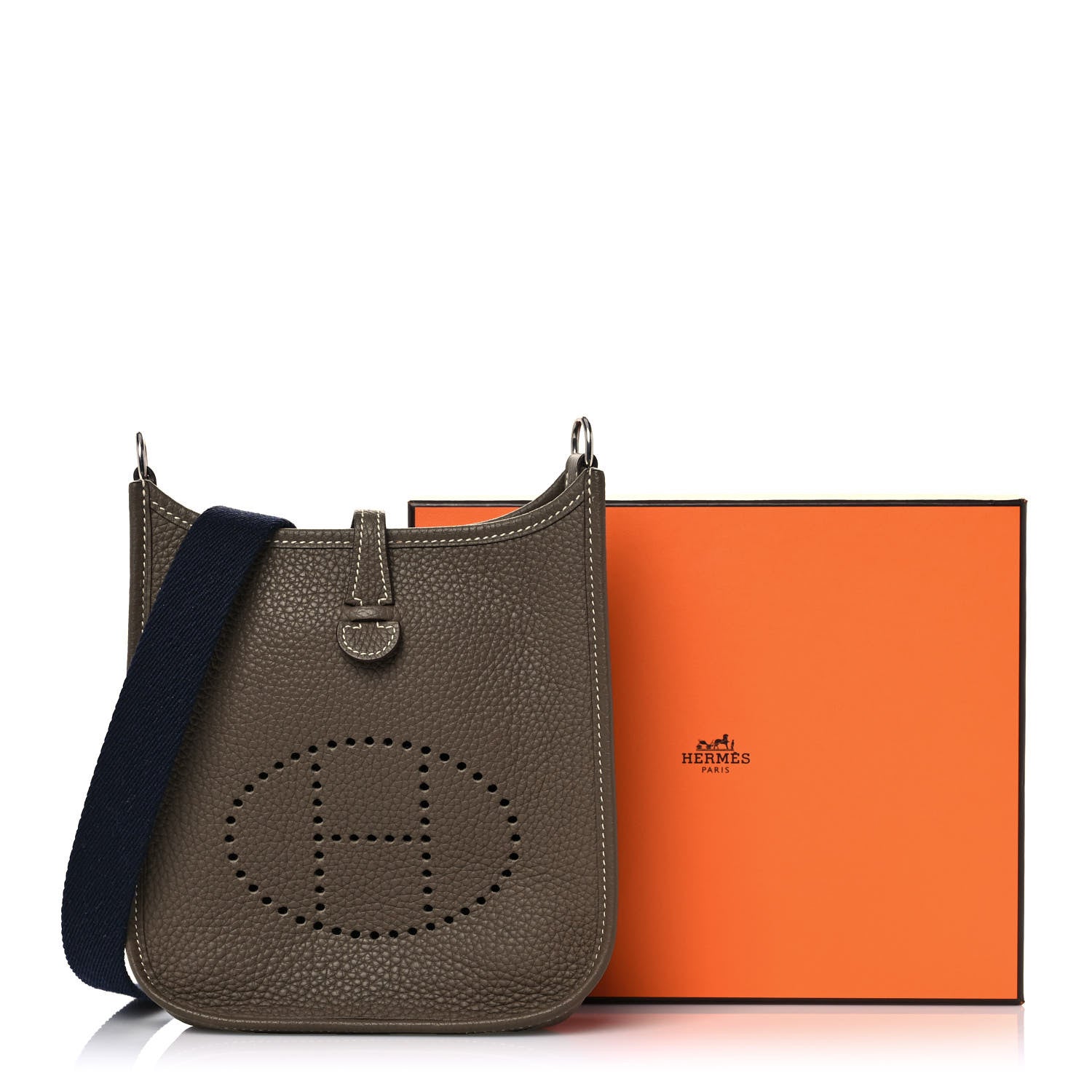Hermes Taurillon Clemence Amazone Evelyne TPM Etoupe Bleu Indigo 14 of 14