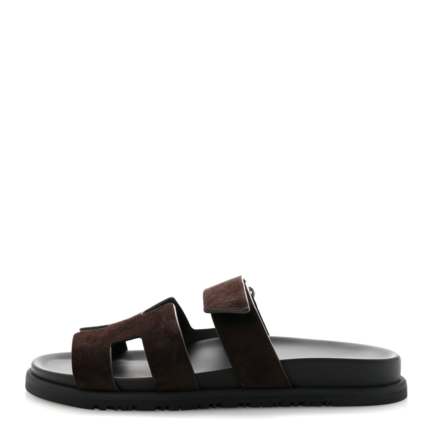 Hermes Suede Goatskin Womens Chypre Sandals 39.5 Marron Ebene 1 of 10