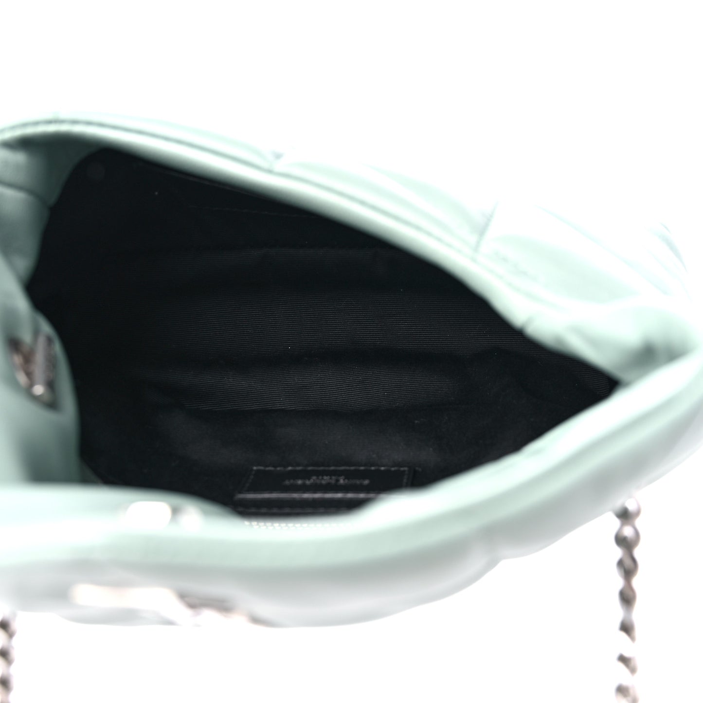 Lambskin Quilted Toy Loulou Puffer Monogram Chain Satchel Vert Opaline