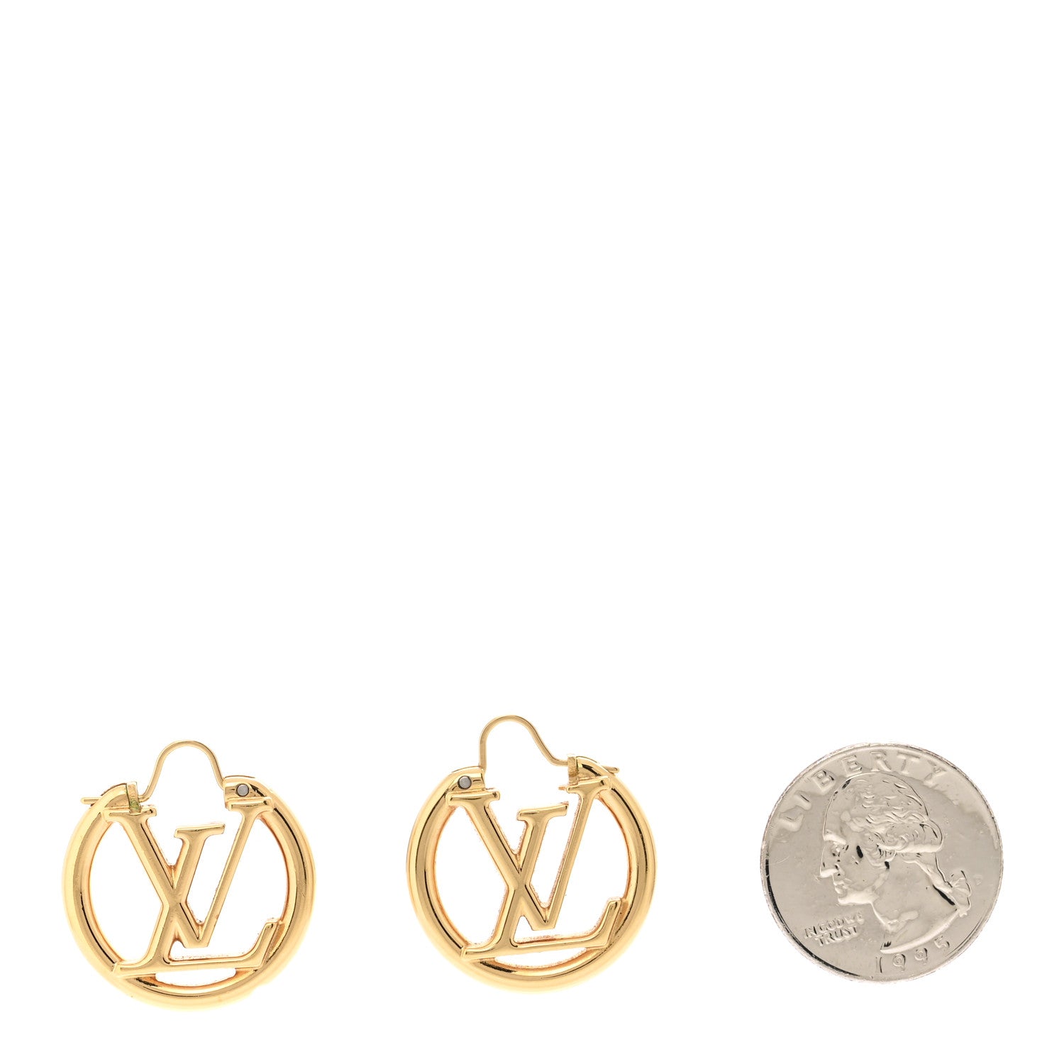 Louis Vuitton Metal Small Louise Hoop Earrings Gold 2 of 5